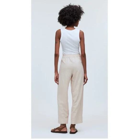 Madewell Petite Pull On Straight Crop Pants Linen Blend Natural P2 NWT - Picture 2 of 3